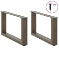 Pieds de table basse forme de U 2pcs acier naturel 60x(30-31)cm