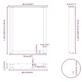 Pieds de table à manger forme de U 2 pcs 60x(72-73) cm acier