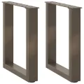 Pieds de table basse forme de U 2pcs acier naturel 38x(42-43)cm