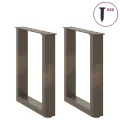 Pieds de table basse forme de U 2pcs acier naturel 38x(42-43)cm