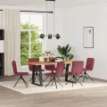 Chaises à manger lot de 6 rouge bordeaux tissu