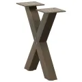 Pieds de table basse forme de X 2pcs acier naturel 37x(30-31)cm