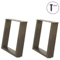 Pieds de table basse forme de U 2pcs acier naturel 50x(42-43)cm
