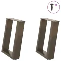 Pieds de table basse forme de U 2pcs acier naturel 28x(42-43)cm