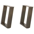 Pieds de table basse forme de U 2pcs acier naturel 28x(42-43)cm
