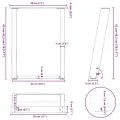 Pieds de table basse forme de U 2pcs acier naturel 28x(42-43)cm