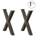 Pieds de table à manger forme de X 2 pcs 70x(72-73) cm acier