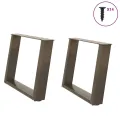 Pieds de table basse forme de U 2pcs acier naturel 60x(42-43)cm