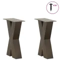 Pieds de table basse forme de X 2pcs acier naturel 28x(42-43)cm