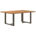 Table à manger marron clair bois de chêne massif rectangulaire