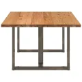 Table à manger marron clair bois de chêne massif rectangulaire