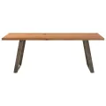 Table à manger marron clair bois de chêne massif rectangulaire