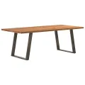 Table à manger marron clair bois de chêne massif rectangulaire