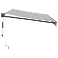 Auvent rétractable anthracite et blanc 3,5x2,5m tissu/aluminium