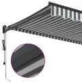 Auvent rétractable anthracite et blanc 3,5x2,5m tissu/aluminium