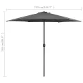 Parasol de jardin et mât en aluminium 270x246 cm Anthracite