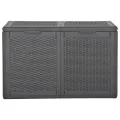 Boîte de rangement de jardin 180 L Noir PP Rotin