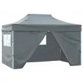 Tente de réception pliable avec 4 parois 3x4 m Acier Anthracite