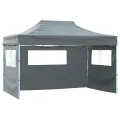 Tente de réception pliable avec 4 parois 3x4 m Acier Anthracite