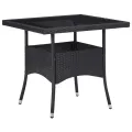 Ensemble à dîner de jardin 5 pcs Résine tressée et verre Noir