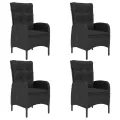 Ensemble à dîner de jardin 5 pcs Résine tressée et verre Noir