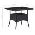 Ensemble à dîner de jardin 5 pcs Résine tressée et verre Noir
