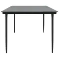 Table à dîner de jardin Noir 200x100x74cm Acier et verre trempé