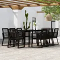 Ensemble à manger de jardin 9 pcs Noir