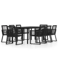 Ensemble à manger de jardin 9 pcs Noir