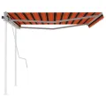 Auvent manuel rétractable avec poteaux 4,5x3,5 m Orange marron