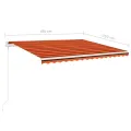Auvent manuel rétractable avec poteaux 4,5x3,5 m Orange marron