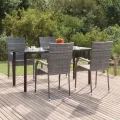 Ensemble à manger de jardin 5 pcs Gris Résine tressée