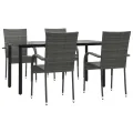 Ensemble à manger de jardin 5 pcs Gris Résine tressée