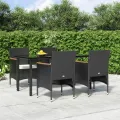 Ensemble à manger de jardin avec coussins 5 pcs Noir