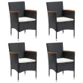 Ensemble à manger de jardin avec coussins 5 pcs Noir