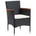 Ensemble à manger de jardin avec coussins 5 pcs Noir