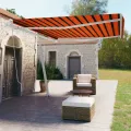 Auvent manuel rétractable sur pied 450x350 cm Orange et marron