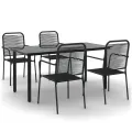 Ensemble à manger de jardin 5 pcs Noir Corde de coton et acier