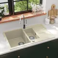 Évier de cuisine Granit Double lavabo Beige