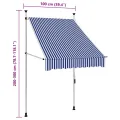 Auvent rétractable manuel 100 cm Rayures bleues et blanches