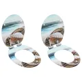lot de 2 Sièges WC MDF couvercle fermeture en douceur Coquille