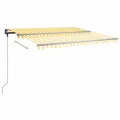 Auvent manuel rétractable sur pied 450x350 cm Jaune/Blanc