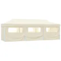Tente de réception pliable avec 8 parois 3x9 m Blanc cassé