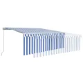 Auvent manuel rétractable avec store 4,5x3 m Bleu et blanc