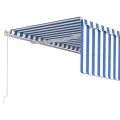 Auvent manuel rétractable avec store 4,5x3 m Bleu et blanc