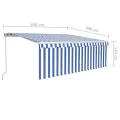 Auvent manuel rétractable avec store 4,5x3 m Bleu et blanc