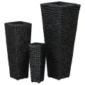 Lits surélevés 3 pcs Jacinthe d'eau Noir