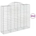 Paniers à gabions arqués 12 pcs 200x50x160/180 cm Fer galvanisé