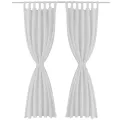2 pcs Rideau à Passant Micro Satin Blanc 140 x 175 cm