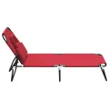 Chaise longue pliante rouge tissu oxford acier enduit de poudre